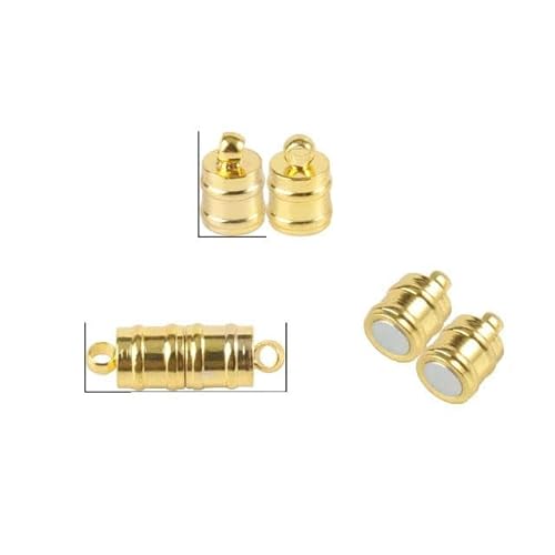 5 Sets Silber/Goldfarbene Edelstahl-Magnetverschlüsse, handgefertigt, für die Schmuckherstellung, DIY-Armbänder, Halsketten, Zubehör, 6 x 18 mm, Gold, 5 Sets von YAGNYUOG