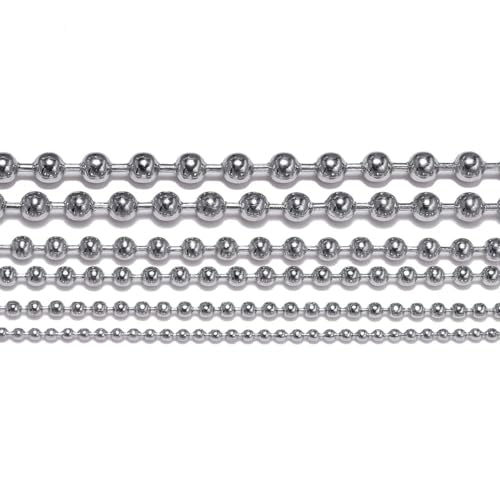 5 m/Lot 1,2–3,2 mm Edelstahl-Perlen-Kugelkette, Bulk-Kugel-Halskettenketten für DIY-Anhänger, Armbänder, Schmuckherstellung, Zubehör, 1–1,5 mm von YAGNYUOG