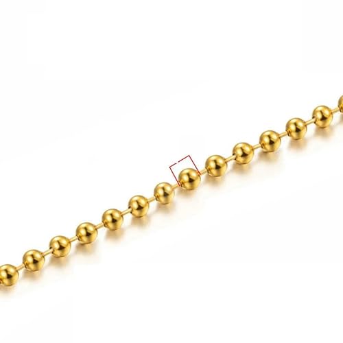 Gold Edelstahl Kugelkette Herren Damen Halskette Armband Schlüsselanhänger für DIY Schmuckherstellung Zubehör Abwechslungsreiche Perlenketten 1M-Gold 8mm-1 Meter von YAGNYUOG