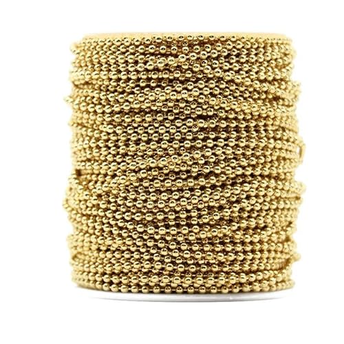 Meter/Packung 100% Edelstahl-Perlen-Kugelketten 1,2/1,5/2/2,4 mm vergoldete Perlenketten für DIY-Halskette-Schmuckherstellung-vergoldet-1,5 mm von YAGNYUOG