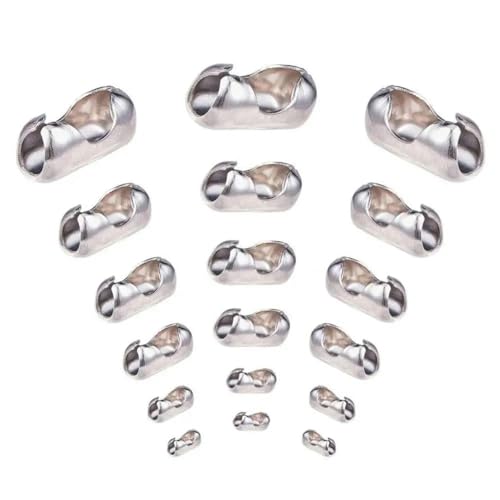 Silberfarbene Edelstahl-Kugelketten-Verbindungsverschlüsse für selbstgemachte Halsketten, Armbänder, Schmuckherstellung, 50 Stück/Los, 2,4 mm von YAGNYUOG