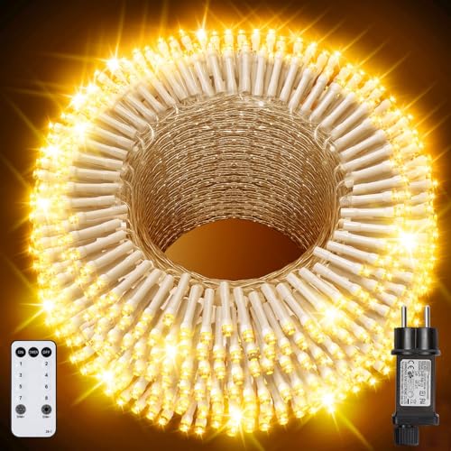 YAGOPAL Lichterkette außen, 100M 800LED Weihnachtsbeleuchtung außen Christmas Lights Outdoor bunt 8 Modi mit Fernbedienung Strom Timer IP65 für Weihnachtsbaum Terrasse Party Hochzeit Dekoration von YAGOPAL