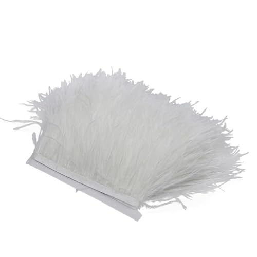 YAHUO 10M 8-10CM Ostrich Feathers Trim 1 Meter Ribbon Selvage for DIY Plumes Wedding Dress Decoration Crafts Accessories von YAHUO