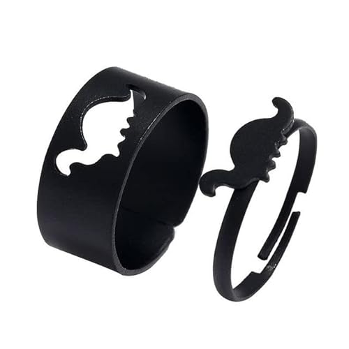 YAHUO Paar Ring Set Schwarz Dinosaurier Ringe Für Frauen Männer Offene Manschette Verlobungsringe Verstellbarer Passender Ring Schmuck von YAHUO