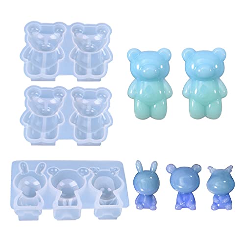 3 Stück 3D-Tier-Harzformen, niedlicher Bär, Silikonform für handgefertigte Seife, Kerzen, Eiswürfel, Süßigkeiten, Fondant, Kuchen, Backen, Cupcake-Topper Dekoration 3 Stück 3D-Tier-Harzformen, niedlicher Bär, Silikonform für handgefertigte Seife, Kerzen, Eiswürfel, Süßigkeiten, Fondant, Kuchen, Backen, Cupcake-Topper Dekoration von YAIYEFU