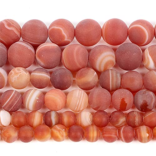 Anhänger aus Naturstein, matt, orangefarben, gestreift, Achat, rund, lose Perlen für Schmuckherstellung, Handarbeit, DIY-Armband, Strang, 4–12 mm, H7352, 10 mm, ca. 38 Stück Anhänger aus Naturstein, matt, orangefarben, gestreift, Achat, rund, lose Perlen für Schmuckherstellung, Handarbeit, DIY-Armband, Strang, 4–12 mm, H7352, 10 mm, ca. 38 Stück von YAJILM