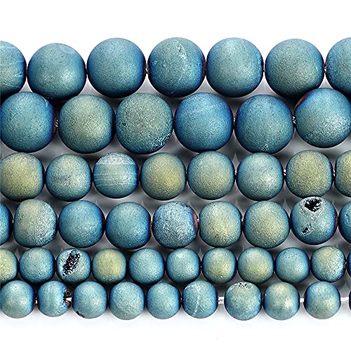 Anhänger mit Naturstein überzogenen, blauen Smile-Achat, rund, lose Perlen für Schmuckherstellung, Halsketten, Armbänder, Strang, 6/8/10/12 mm, H7084, 6 mm, ca. 63 Stück Anhänger mit Naturstein überzogenen, blauen Smile-Achat, rund, lose Perlen für Schmuckherstellung, Halsketten, Armbänder, Strang, 6/8/10/12 mm, H7084, 6 mm, ca. 63 Stück von YAJILM