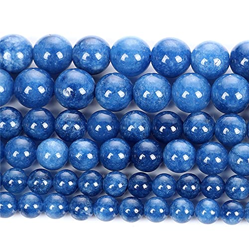 Blaue natürliche Kyanit-Stein-Anhänger, runde lose Perlen für Schmuckherstellung, DIY-Armbänder, Halsketten, 6/8/10 mm, H9284, 10 mm, ca. 38 Stück von YAJILM