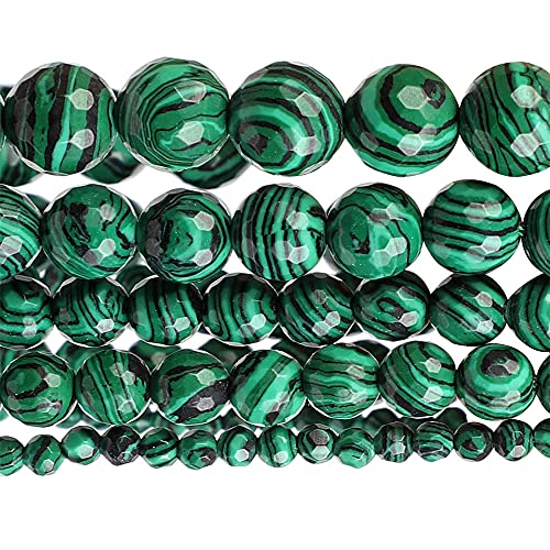 Grüne Malachit-Naturstein-Streifen, rund, lose Perlen für Schmuckherstellung, DIY, Halsketten, Armbänder, Strang, 6/8/10/12 mm, facettiert, 12 mm, ca. 30 Stück Grüne Malachit-Naturstein-Streifen, rund, lose Perlen für Schmuckherstellung, DIY, Halsketten, Armbänder, Strang, 6/8/10/12 mm, facettiert, 12 mm, ca. 30 Stück von YAJILM