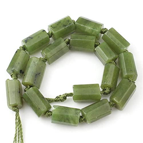 Natürlicher facettierter Edelstein, Apatit, Quarz, Citrin, Aquamarin, Jade, Steinzylinder, lose Perlen für Schmuckherstellung, DIY-Armbänder, kanadische grüne Jade, 6 x 10 mm Natürlicher facettierter Edelstein, Apatit, Quarz, Citrin, Aquamarin, Jade, Steinzylinder, lose Perlen für Schmuckherstellung, DIY-Armbänder, kanadische grüne Jade, 6 x 10 mm von YAJILM