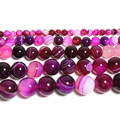 Naturstein, fuchsiafarbene Adern, Achat, Streifen, Charm, rund, lose Perlen für Schmuckherstellung, Handarbeiten, Armbänder, DIY-Strang, 4–12 mm, H7356, 8 mm, ca. 48 Stück Naturstein, fuchsiafarbene Adern, Achat, Streifen, Charm, rund, lose Perlen für Schmuckherstellung, Handarbeiten, Armbänder, DIY-Strang, 4–12 mm, H7356, 8 mm, ca. 48 Stück von YAJILM