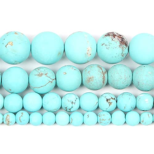Naturstein, mattierter blauer Türkis, rund, lose Perlen, Schmuckherstellung für Handarbeiten, Armbänder, DIY-Strang, 4–12 mm, H7435, 12 mm, ca. 30 Stück von YAJILM
