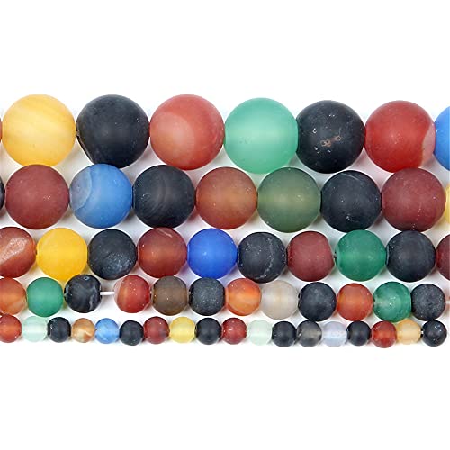 Naturstein-Perlen, mattiert, bunte Achate, rund, lose Perlen für Schmuckherstellung, Handarbeiten, Armbänder, DIY-Strang, 4–12 mm, H7455, 6 mm, ca. 63 Stück Naturstein-Perlen, mattiert, bunte Achate, rund, lose Perlen für Schmuckherstellung, Handarbeiten, Armbänder, DIY-Strang, 4–12 mm, H7455, 6 mm, ca. 63 Stück von YAJILM