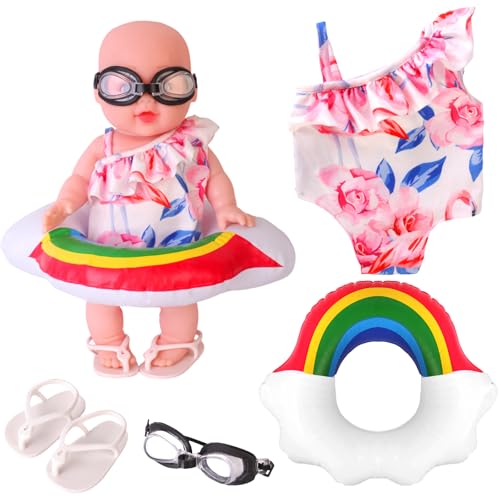 Schwimm-Set für Puppen mit Puppen Badeanzug, Schwimmreifen Puppe, Puppen Sonnenbrille, Clogs, Schwimmring Puppen Puppenkleidung Sommer Baby Puppenzubehör Kleidung Outfits für 35 - 45 cm Baby Puppen(B) Schwimm-Set für Puppen mit Puppen Badeanzug, Schwimmreifen Puppe, Puppen Sonnenbrille, Clogs, Schwimmring Puppen Puppenkleidung Sommer Baby Puppenzubehör Kleidung Outfits für 35 - 45 cm Baby Puppen(B) von YAJIMAOY