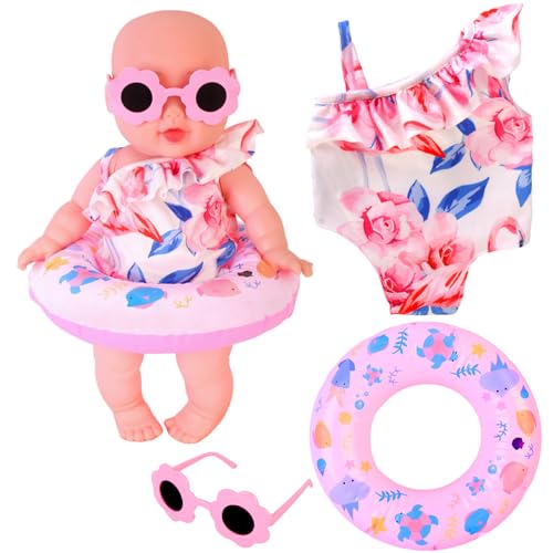 Schwimm-Set für Puppen mit Puppen Badeanzug, Schwimmreifen Puppe, Puppen Sonnenbrille Rosa, Schwimmring Puppen Puppenkleidung Sommer Baby Puppenzubehör Kleidung Outfits für 35 - 45 cm Baby Puppen (A) Schwimm-Set für Puppen mit Puppen Badeanzug, Schwimmreifen Puppe, Puppen Sonnenbrille Rosa, Schwimmring Puppen Puppenkleidung Sommer Baby Puppenzubehör Kleidung Outfits für 35 - 45 cm Baby Puppen (A) von YAJIMAOY