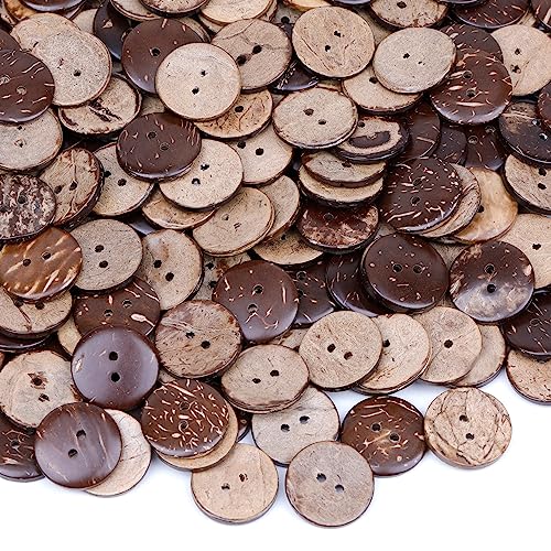 YAKA 100 Stück dicke Kokosnussschale, 2 Löcher, Knöpfe zum Basteln, Nähen, heiße Produkte von YAKA