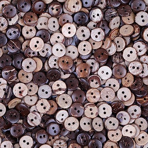 YAKA 100 Stück dicke Kokosnussschale, 2 Löcher, Knöpfe zum Basteln, Nähen, heiße Produkte von YAKA