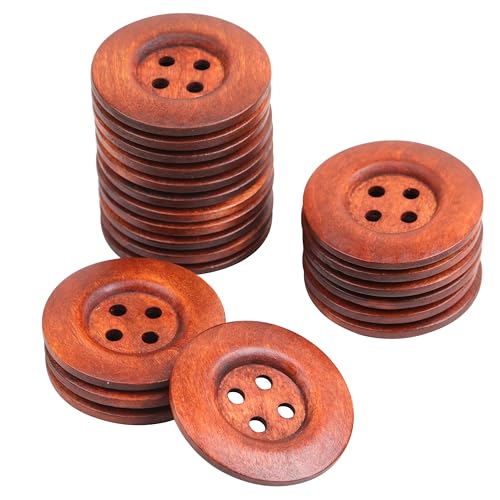 YAKA 22 braune runde Holzknöpfe mit 4 Löchern, zum Nähen von Kleidung, große Größe 5,1 cm YAKA 22 braune runde Holzknöpfe mit 4 Löchern, zum Nähen von Kleidung, große Größe 5,1 cm von YAKA