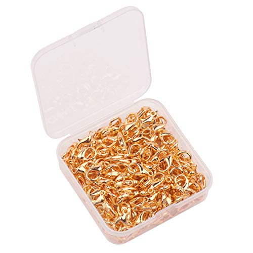 YAKA Karabinerverschlüsse aus Legierung, zum Selbermachen, für Halsketten, Schmuckherstellung, Zubehör, Befestigungshaken (Gold, 14 x 8 mm), 100 Stück von YAKA