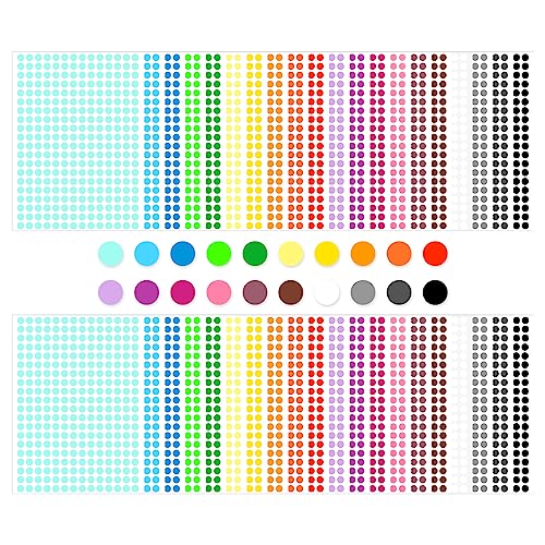 8mm Klebepunkte 11200 Stück Bunte Markierungspunkte 40 Blätter Runde Punktaufkleber Kleine Dot Aufkleber Selbstklebende Ettiketten Markierungspunkte für kalender Planer Basteln Papier (20 Farben) von Fiico