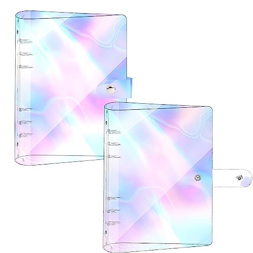 A5 Ringbuch Ordner 2 Stück Transparente Ringmappe aus PVC, Nachfüllbares 6Ringe Ringordner mit Hülle, Regenbogen Notizbuch Planer Binder für Loseblatt Schule Büro Haushalt A5 Ringbuch Ordner 2 Stück Transparente Ringmappe aus PVC, Nachfüllbares 6Ringe Ringordner mit Hülle, Regenbogen Notizbuch Planer Binder für Loseblatt Schule Büro Haushalt von YAKLEE