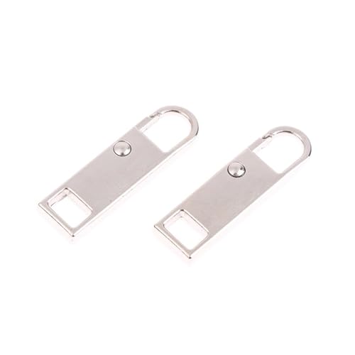 YAKXIUE 2Pcs Zip Slider Puller Ersatz Abnehmbare Zipper Kopf Gepäck Schultasche Mantel Kleidung Schuhe Stiefel(Silver) von YAKXIUE