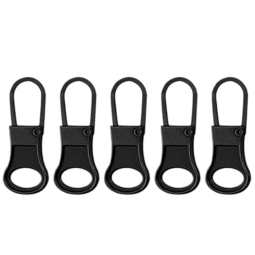 YAKXIUE 5 STÜCKE Abnehmbare Pull Ersatz Zipper Puller Hebel Schlösser for Daunenjacke Kleid Gepäck Metall Zip Köpfe Reparatur Kit(Black) von YAKXIUE
