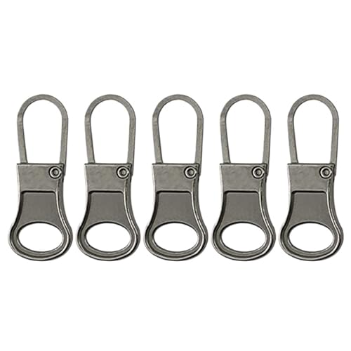 YAKXIUE 5 STÜCKE Abnehmbare Pull Ersatz Zipper Puller Hebel Schlösser for Daunenjacke Kleid Gepäck Metall Zip Köpfe Reparatur Kit(Gray) von YAKXIUE