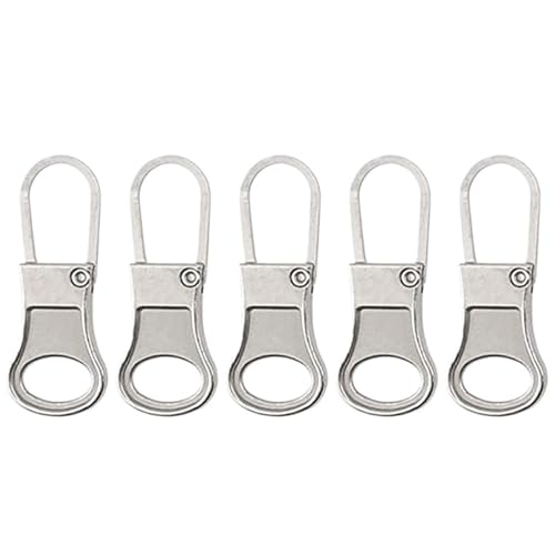YAKXIUE 5 STÜCKE Abnehmbare Pull Ersatz Zipper Puller Hebel Schlösser for Daunenjacke Kleid Gepäck Metall Zip Köpfe Reparatur Kit(Silver) von YAKXIUE