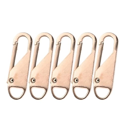 YAKXIUE 5 stücke Ersatz Slider Metall Legierung Entfernung Zipper Puller Gepäck Tasche Zip Kopf DIY Nähen Werkzeug Reparatur Kit(Gold) von YAKXIUE