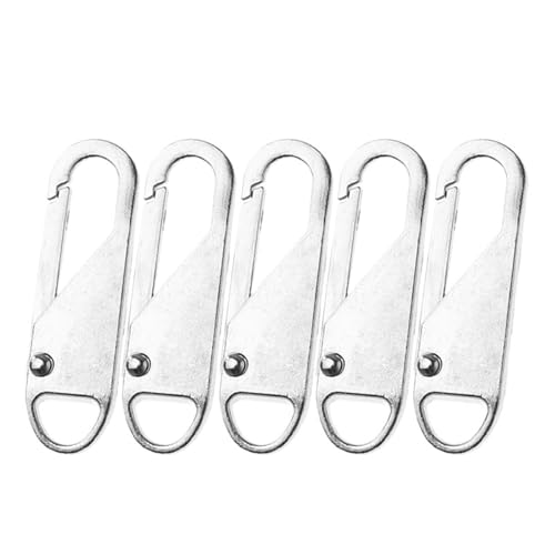 YAKXIUE 5 stücke Ersatz Slider Metall Legierung Entfernung Zipper Puller Gepäck Tasche Zip Kopf DIY Nähen Werkzeug Reparatur Kit(Silver) von YAKXIUE