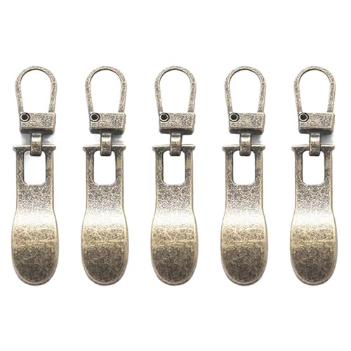 YAKXIUE 5PCS Metall Zip DIY Nähen Abnehmbare Ersatz Tab Zipper Sliders Kopf Rucksäcke Geldbörsen Reparatur(Brass) von YAKXIUE