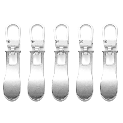YAKXIUE 5PCS Metall Zip DIY Nähen Abnehmbare Ersatz Tab Zipper Sliders Kopf Rucksäcke Geldbörsen Reparatur(Silver) von YAKXIUE