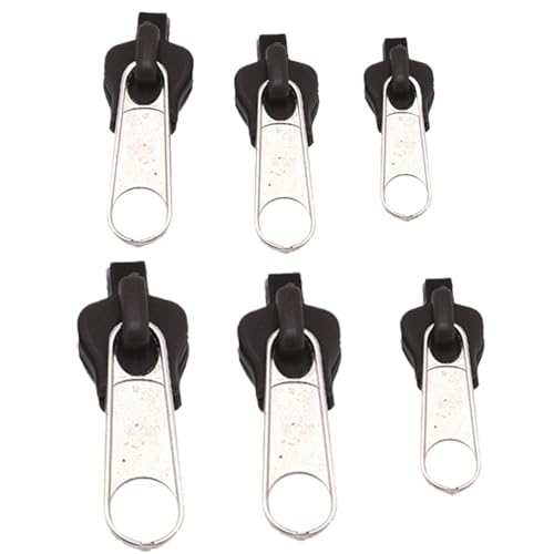 YAKXIUE 6 stücke Zipper Fix Zipper Reparatur Kit Ersatz Zip Slider for DIY Nähen(Black) von YAKXIUE