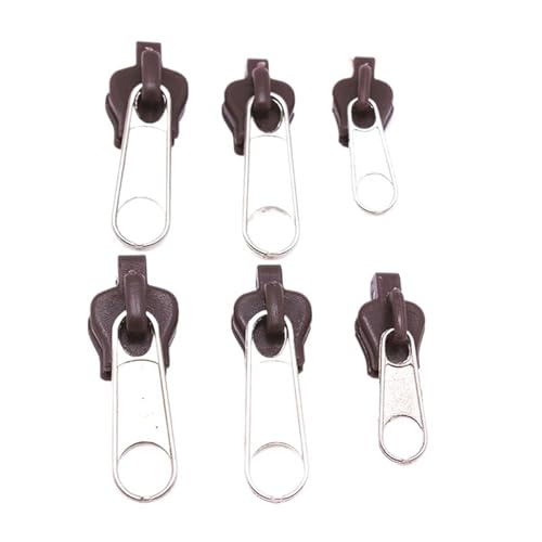 YAKXIUE 6 stücke Zipper Fix Zipper Reparatur Kit Ersatz Zip Slider for DIY Nähen(Brown) von YAKXIUE