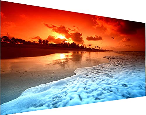 YALKIN 5D Diamond Painting Großes XXL 40x90cm Diamant Painting Bilder Sonnenuntergang am Meer Diamond Art Erwachsene Full DIY Diamant Kunst Malerei Stickerei Set Kreuzstich Bilder Home Wand Dekor von YALKIN