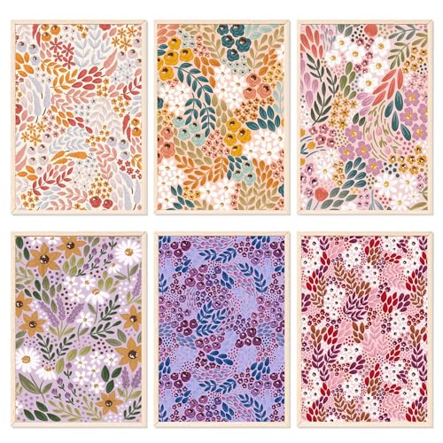 YALKIN 6 Stück Malen Nach Zahlen Erwachsene, Paint by Numbers Malen Nach Zahlen, DIY Blume mit Pinseln und Acrylfarben Handgemalt Ölgemälde Leinwand für Home Décor, Ohne Rahmen (25x35cm) von YALKIN
