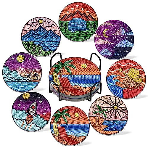 YALKIN Diamond Painting Coasters for Drinks Ocean DIY Diamond Painting Coasters Kits with Holder for Adults Kids Beginners Diamond Art Kits Craft Supplies Christmas Gifts YALKIN Diamond Painting Coasters for Drinks Ocean DIY Diamond Painting Coasters Kits with Holder for Adults Kids Beginners Diamond Art Kits Craft Supplies Christmas Gifts von YALKIN