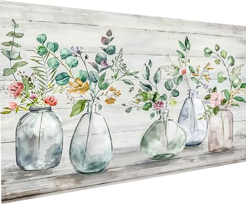 YALKIN Großes Malen nach Zahlen für Erwachsene, Leinwand, 40x80 cm, Blume, einfaches DIY-Acrylölgemälde nach Zahlen, Kits für Kinder, Anfänger, Malerei, ohne Rahmen, Kunst für Heimdekoration von YALKIN
