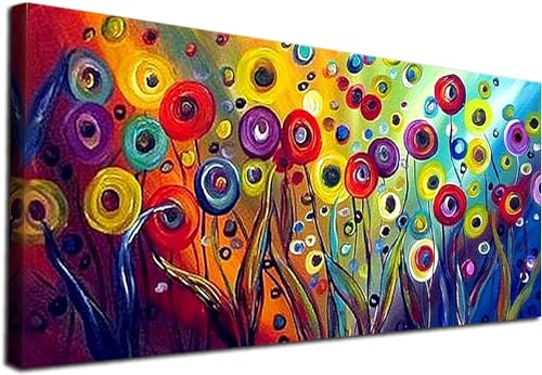 YALKIN Large Diamond Painting Kits for Adults (35.5x15.7in), Yellow Red Flowers Full Round Drill Diamond Arts, Paint by Diamonds Kits Craft Canvas Perfect for Home Wall Decoration and Relaxation von YALKIN