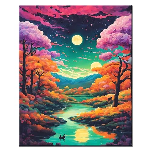 YALKIN Malen Nach Zahlen Erwachsene, Paint by Numbers Malen Nach Zahlen, DIY Landschaft mit Pinseln und Acrylfarben Handgemalt Ölgemälde Leinwand für Home Décor, Ohne Rahmen (40x50cm) von YALKIN