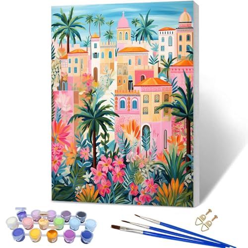 YALKIN Malen Nach Zahlen Erwachsene, Paint by Numbers Malen Nach Zahlen, DIY Landschaft mit Pinseln und Acrylfarben Handgemalt Ölgemälde Leinwand für Home Decor, mit Rahmen (30x40cm) von YALKIN