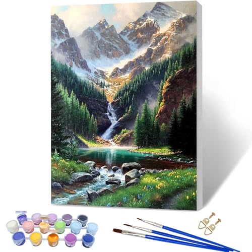 YALKIN Malen nach Zahlen Erwachsene Mit Rahmen - 30x40cm, Paint by Numbers Malen Nach Zahlen, DIY Landschaft mit Pinseln und Acrylfarben Handgemalt Ölgemälde Leinwand für Home Decor von YALKIN