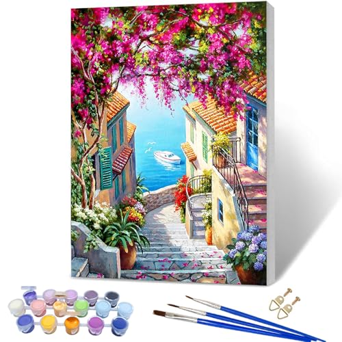 YALKIN Malen Nach Zahlen Erwachsene, Paint by Numbers Malen Nach Zahlen, DIY Landschaft mit Pinseln und Acrylfarben Handgemalt Ölgemälde Leinwand für Home Decor, mit Rahmen (30x40cm) von YALKIN