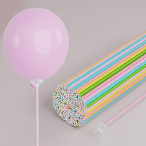 YALLOVE Papierballonstäbe, 100 Stück, Ballonhalter und Becher für Geburtstag, Babyparty, Dekoration von YALLOVE