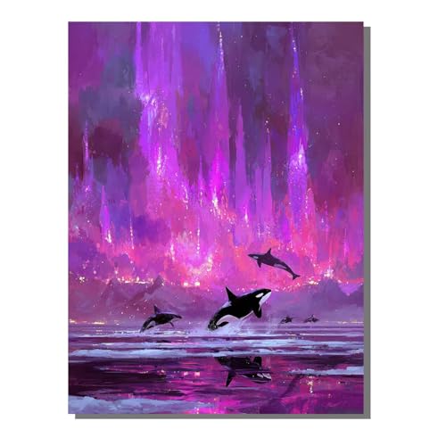 5D Diamond Painting Erwachsene, Diamant Malerei Kinder Anfänger, DIY Abstrakt Killerwale Diamant Painting Bilder Erwachsene Bastelset Als Geschenk Zur Entspannung und Als Wanddeko 40x50cm SYLF182 von YALNSENN