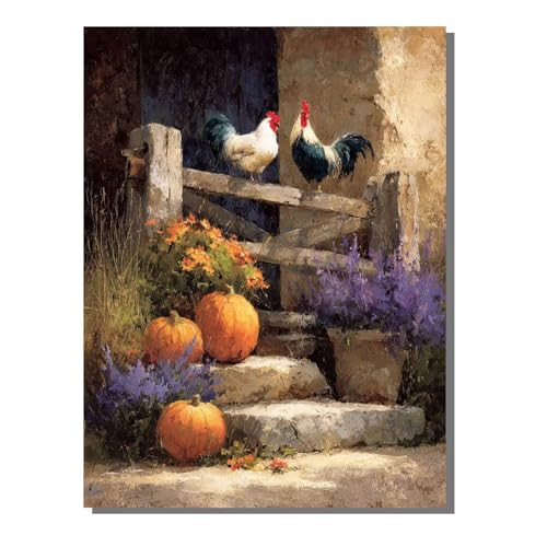 5D Diamond Painting Erwachsene, Diamant Malerei Kinder Anfänger, DIY Huhn Kürbis Diamant Painting Bilder Erwachsene Bastelset Geeignet Als Geschenk, Zur Entspannung und Als Wanddeko 40x50cm SYLF17 von YALNSENN