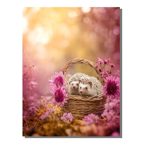 5D Diamond Painting Erwachsene, Diamant Malerei Kinder Anfänger, DIY Igel Blume Diamant Painting Bilder Erwachsene Bastelset Geeignet Als Geschenk, Zur Entspannung und Als Wanddeko 50 x 70 cm SYLF484 von YALNSENN