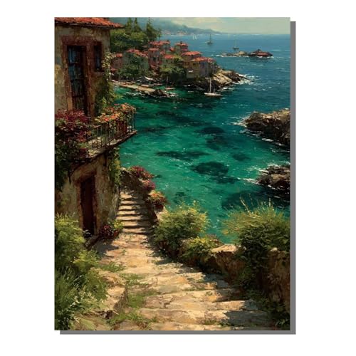 5D Diamond Painting Erwachsene, Diamant Malerei Kinder Anfänger, DIY Landschaft Kleine Stadt Diamant Painting Bilder Erwachsene Bastelset Als Geschenk Zur Entspannung und Als Wanddeko 40x50cm SYLF95 von YALNSENN