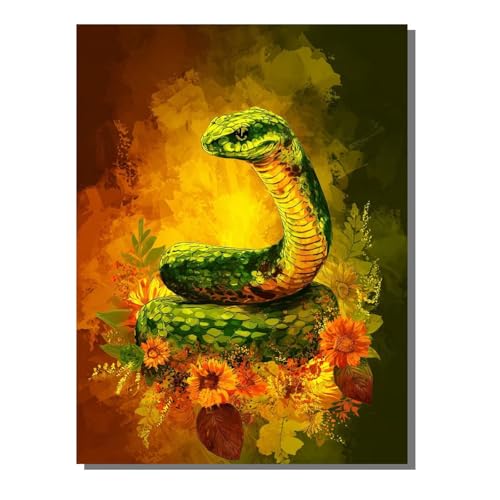 5D Diamond Painting Erwachsene, Diamant Malerei Kinder Anfänger, DIY Schlange Tier Diamant Painting Bilder Erwachsene Bastelset Geeignet Als Geschenk, Zur Entspannung und Als Wanddeko 60x80 cm SYLF475 von YALNSENN